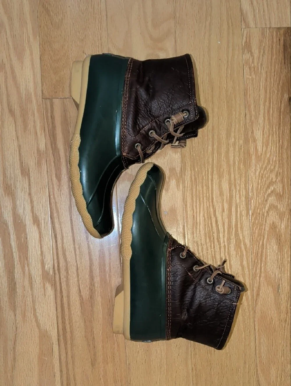 Sperry Green and Brown Duck Boots